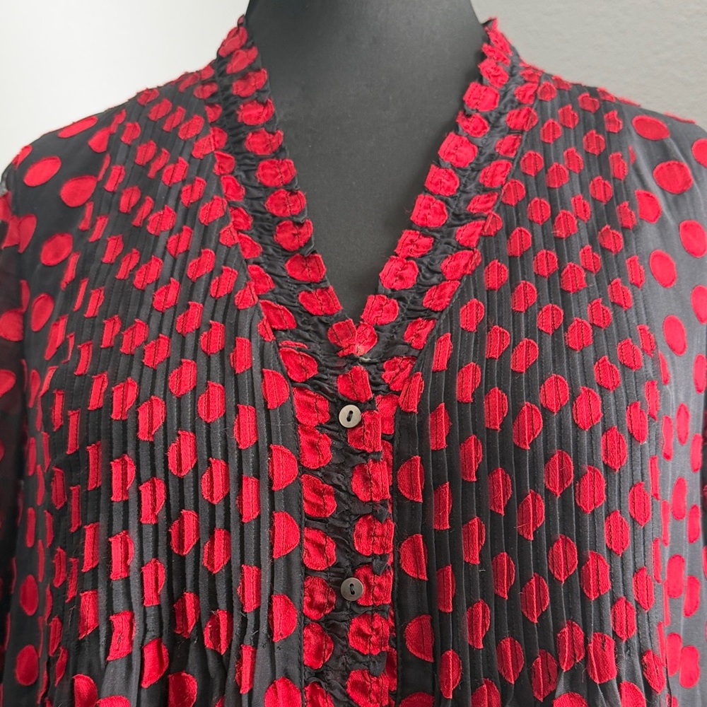 Diane Von Furstenberg Red and Black Polka Dot Print Mini Dress Size 8 - Picture 4 of 15